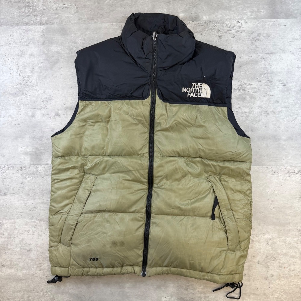 The North Face Nuptse 700 Puffer Vest Mens Small Olive Green Black